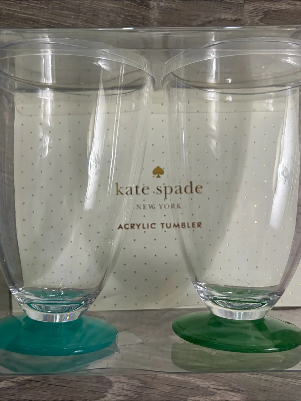Kate Spade Clear Acrylic 16 oz Tumblers Set of 2 New in Box